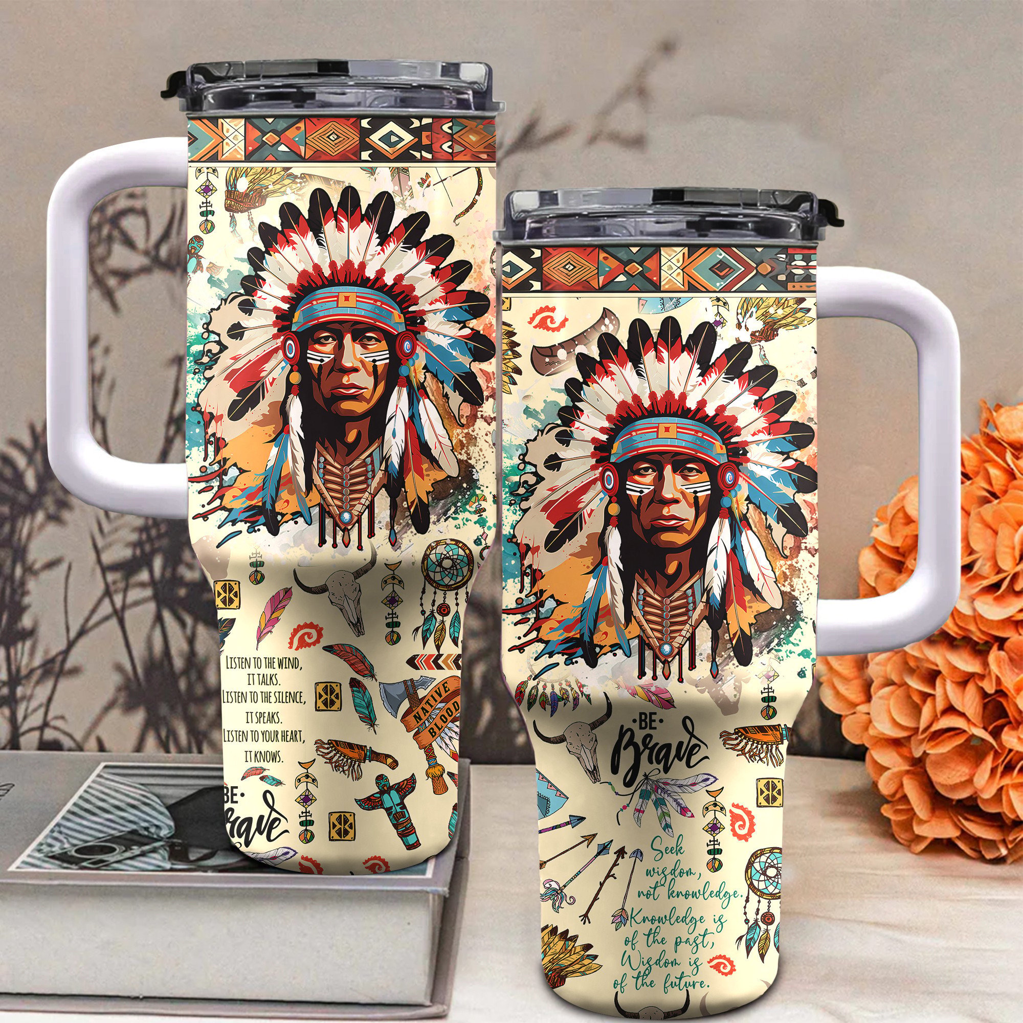 Indian Chief Custom Stanley Cup 40 oz 30 oz Tumbler With Handle