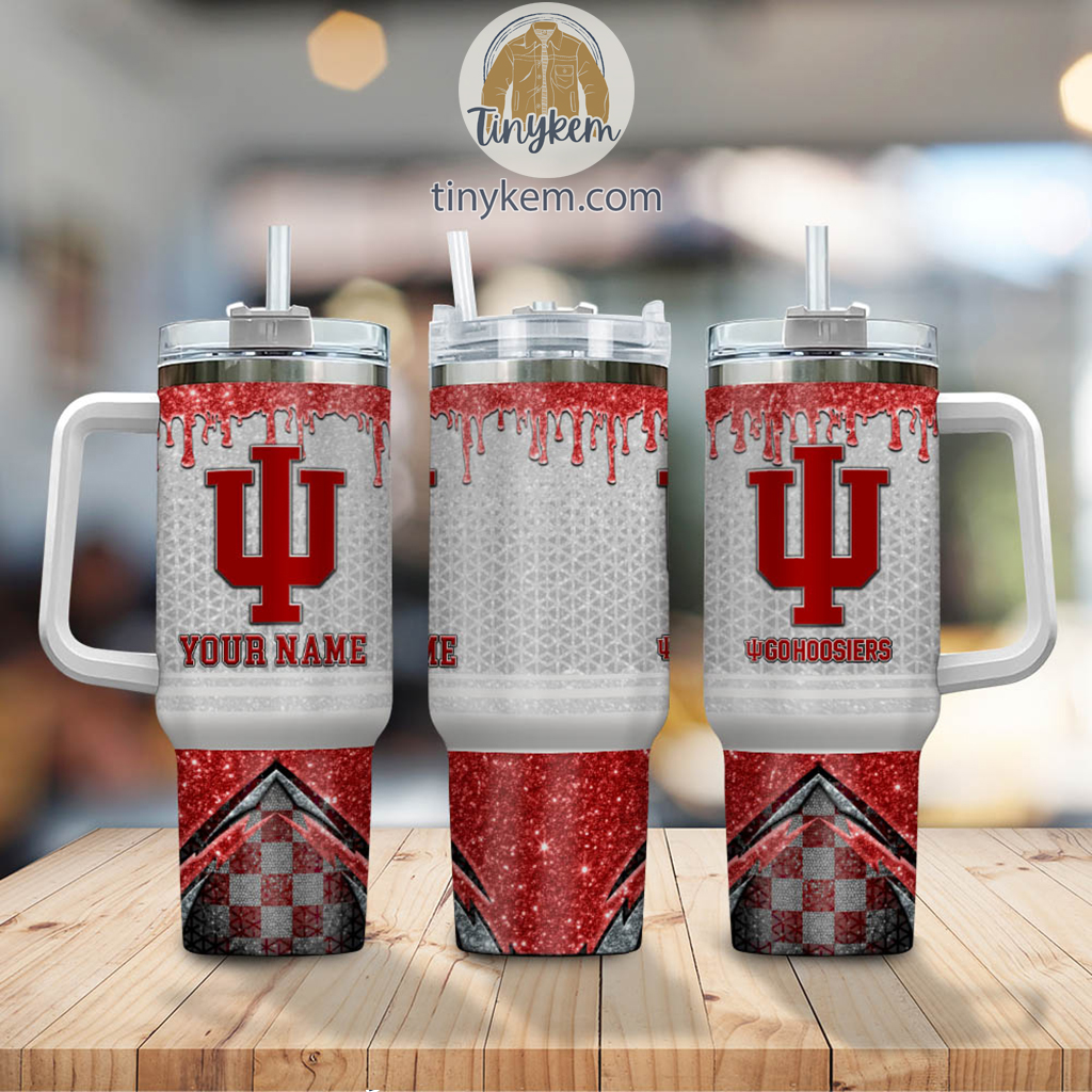 Indiana Hoosiers Glitter NCAA Custom Stanley Cup 40 oz 30 oz Tumbler With Handle