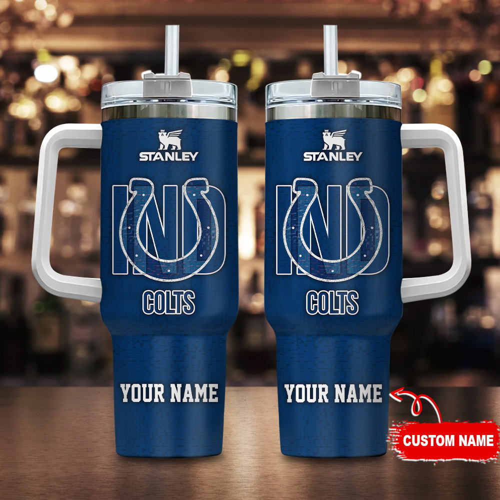 Indianapolis Colts NFL 3D Logo Custom Stanley Cup 40 oz 30 oz Tumbler With Handle