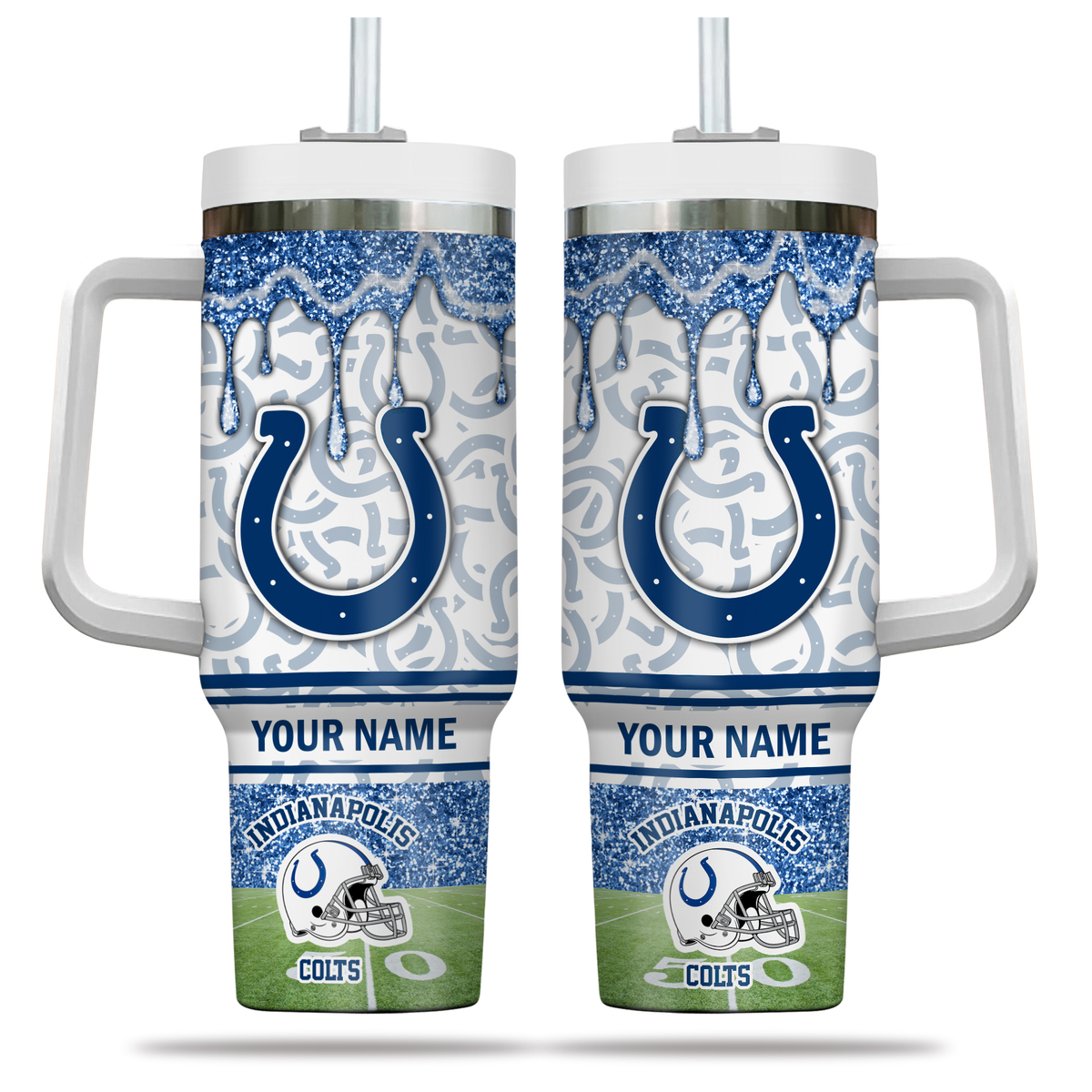 Indianapolis Colts NFL Glitter Custom Stanley Cup 40 oz 30 oz Tumbler With Handle