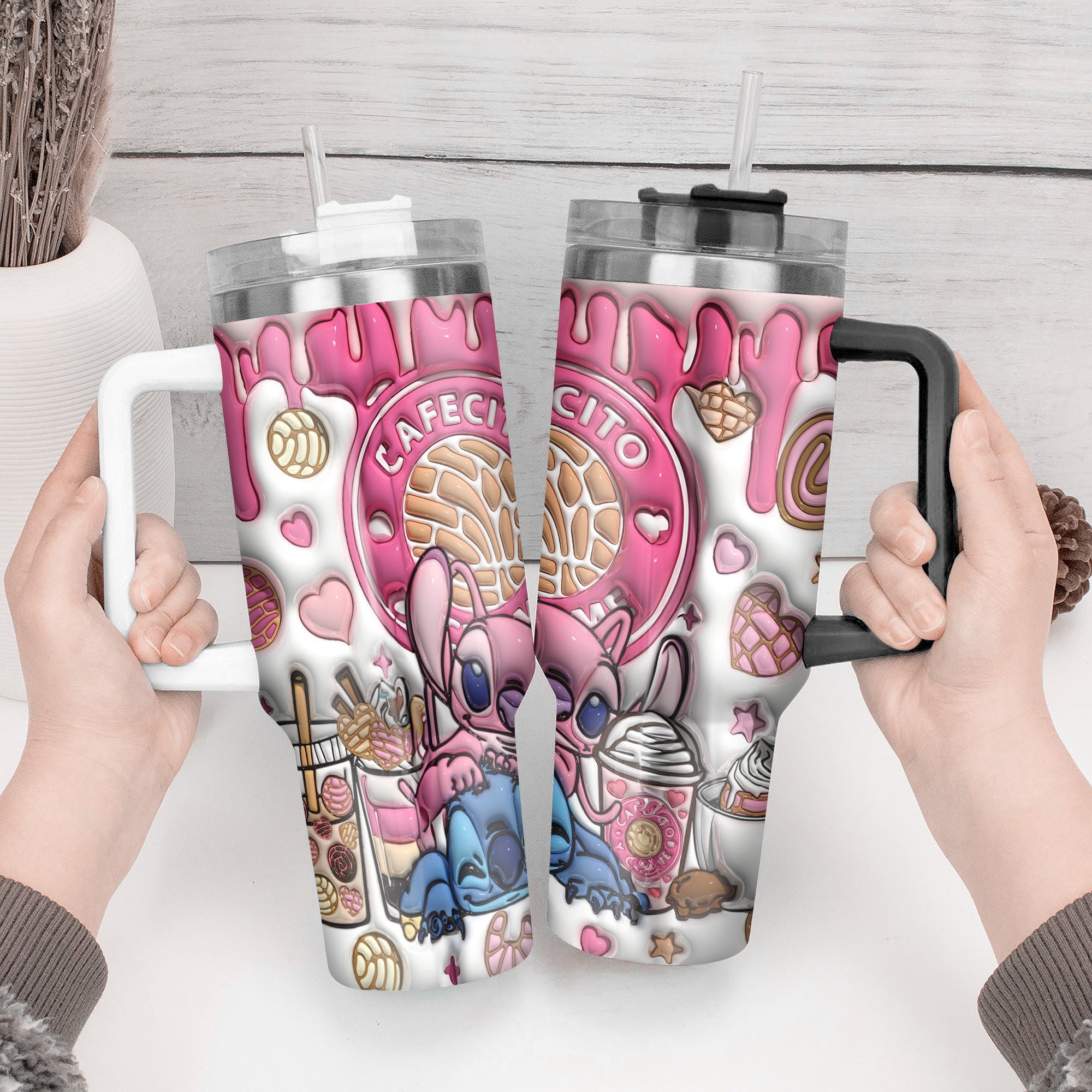 Inflated 3D Stitch Cartoon Custom Stanley Cup 40 oz 30 oz Tumbler With Handle