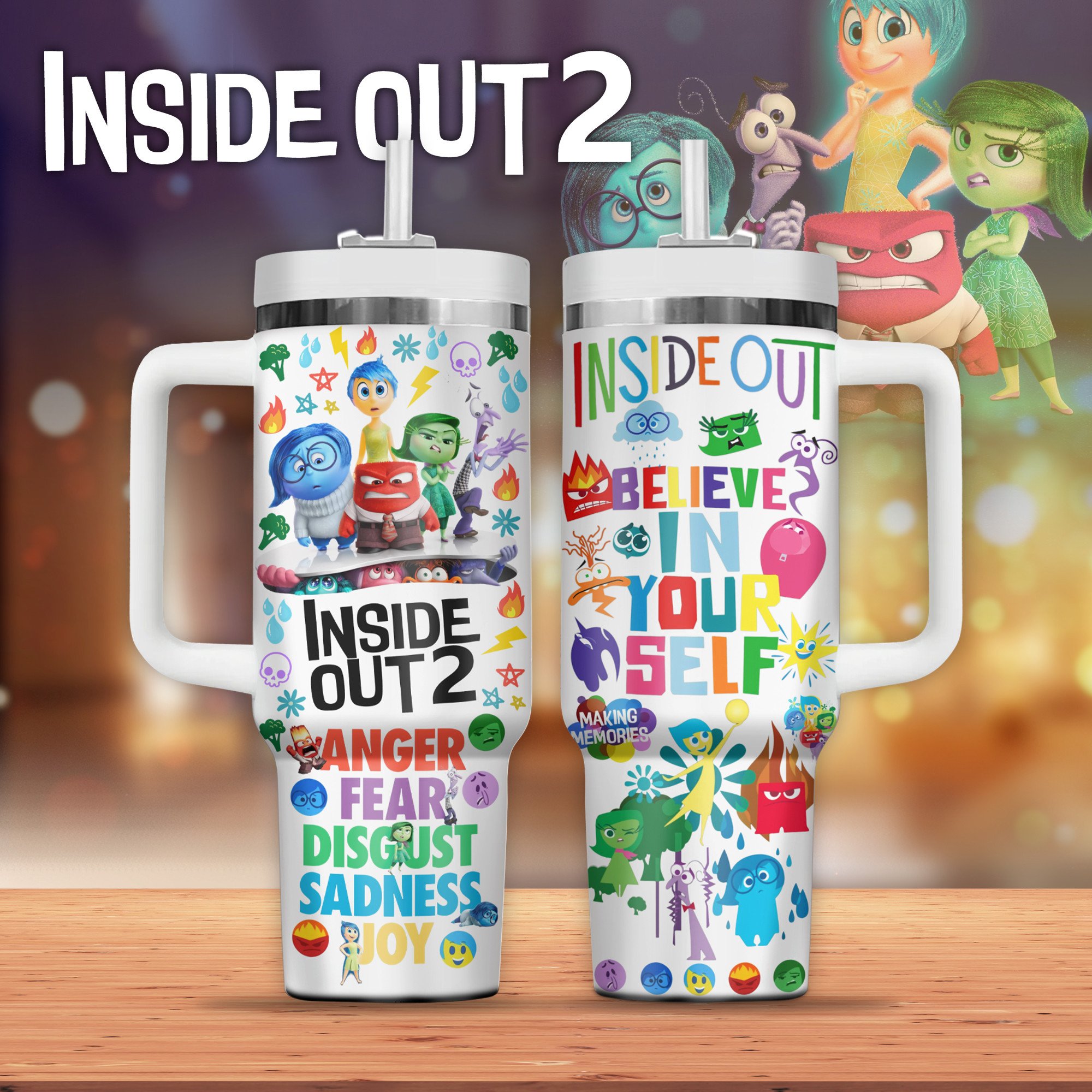 Inside Out Movies Custom Stanley Cup 40 oz 30 oz Tumbler With Handle
