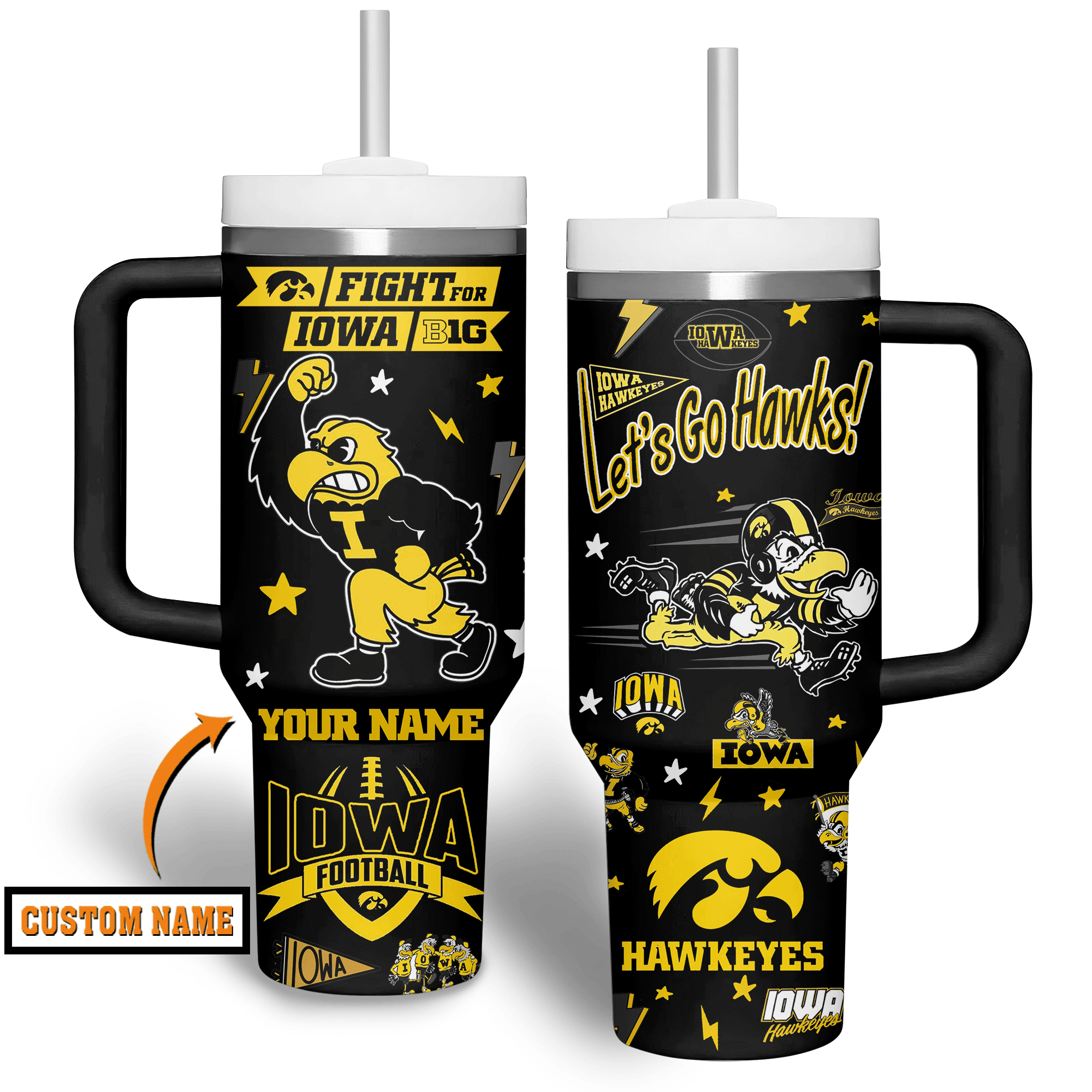 Iowa Hawkeyes NCAA Custom Stanley Cup 40 oz 30 oz Tumbler With Handle