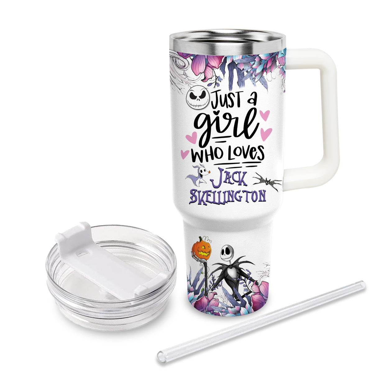 Jack and Sally The Nightmare Before Christmas Cartoon Custom Stanley Cup 40 oz 30 oz Tumbler With Handle
