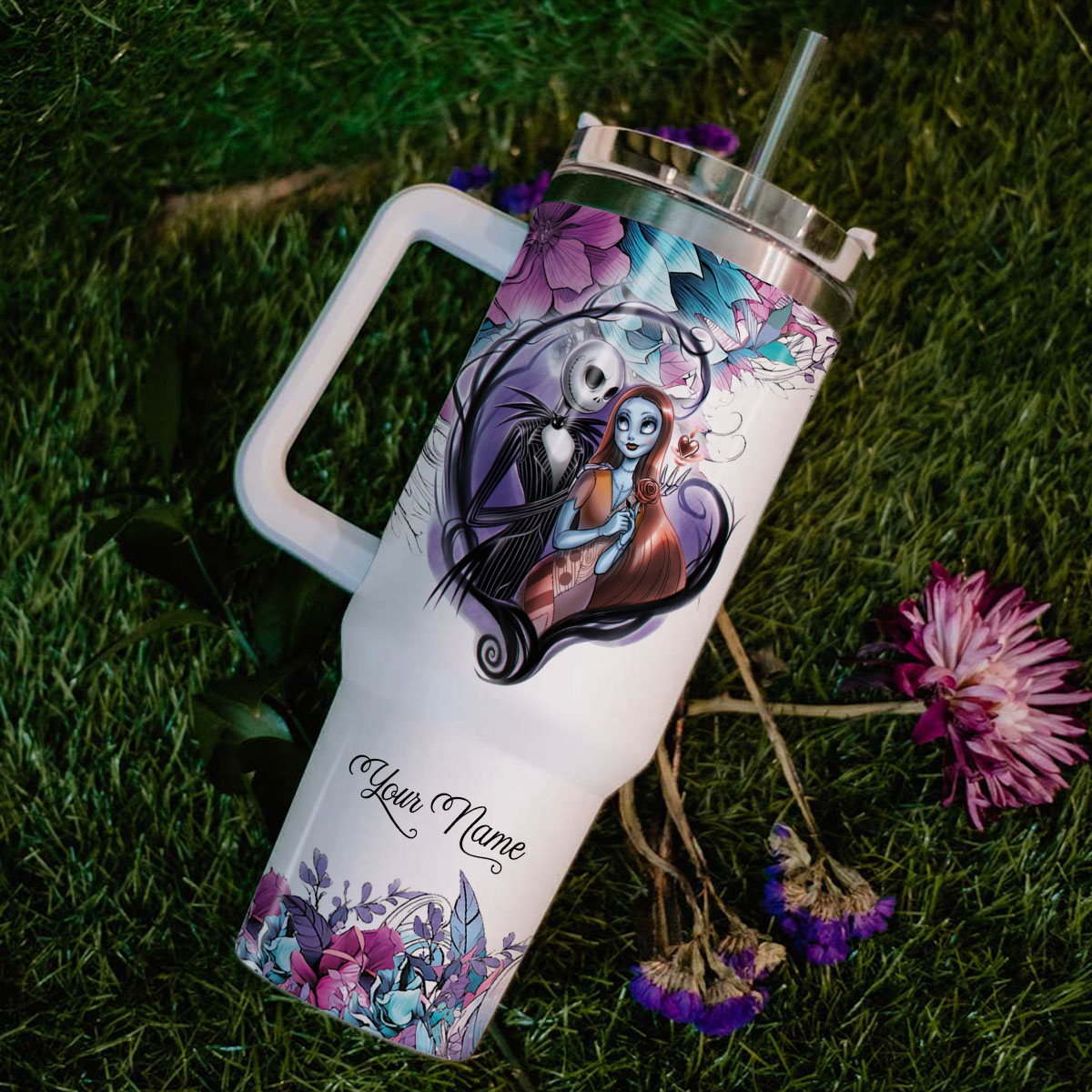 Jack and Sally The Nightmare Before Christmas Cartoon Custom Stanley Cup 40 oz 30 oz Tumbler With Handle