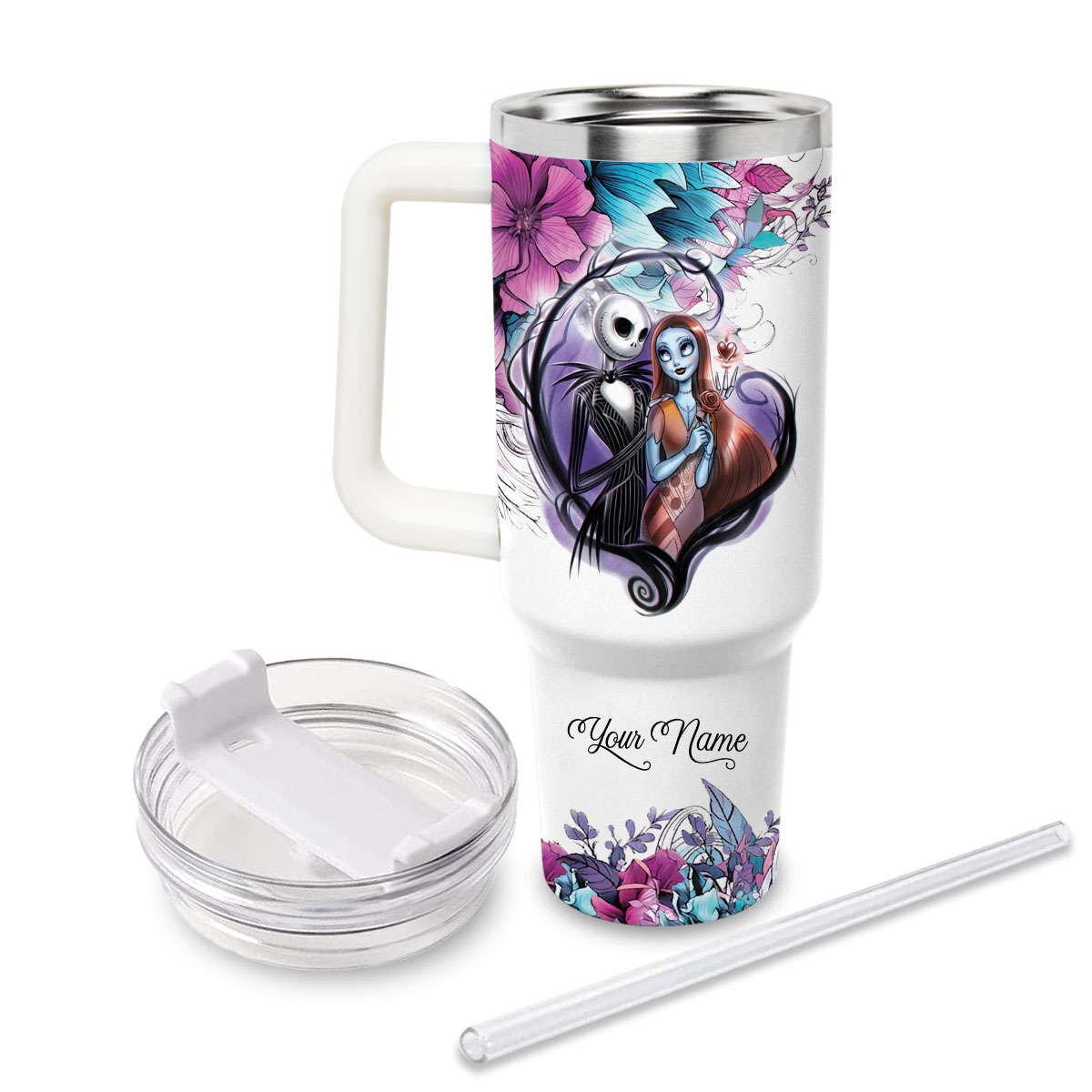 Jack and Sally The Nightmare Before Christmas Cartoon Custom Stanley Cup 40 oz 30 oz Tumbler With Handle