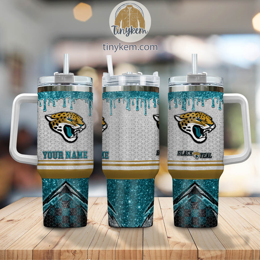 Jacksonville Jaguars Glitter NFL Custom Stanley Cup 40 oz 30 oz Tumbler With Handle
