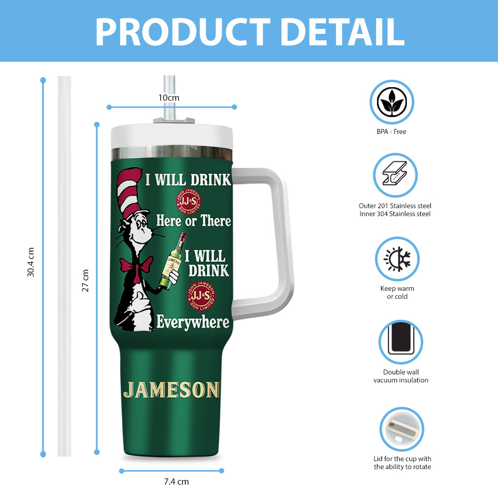Jameson Drinks Custom Stanley Cup 40 oz 30 oz Tumbler With Handle