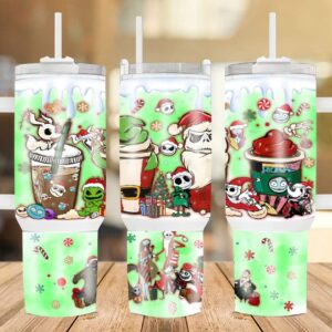 Jask Skellington Coffee Cups The Nightmare Before Christmas Cartoon Custom Stanley Cup 40 oz 30 oz Tumbler With Handle
