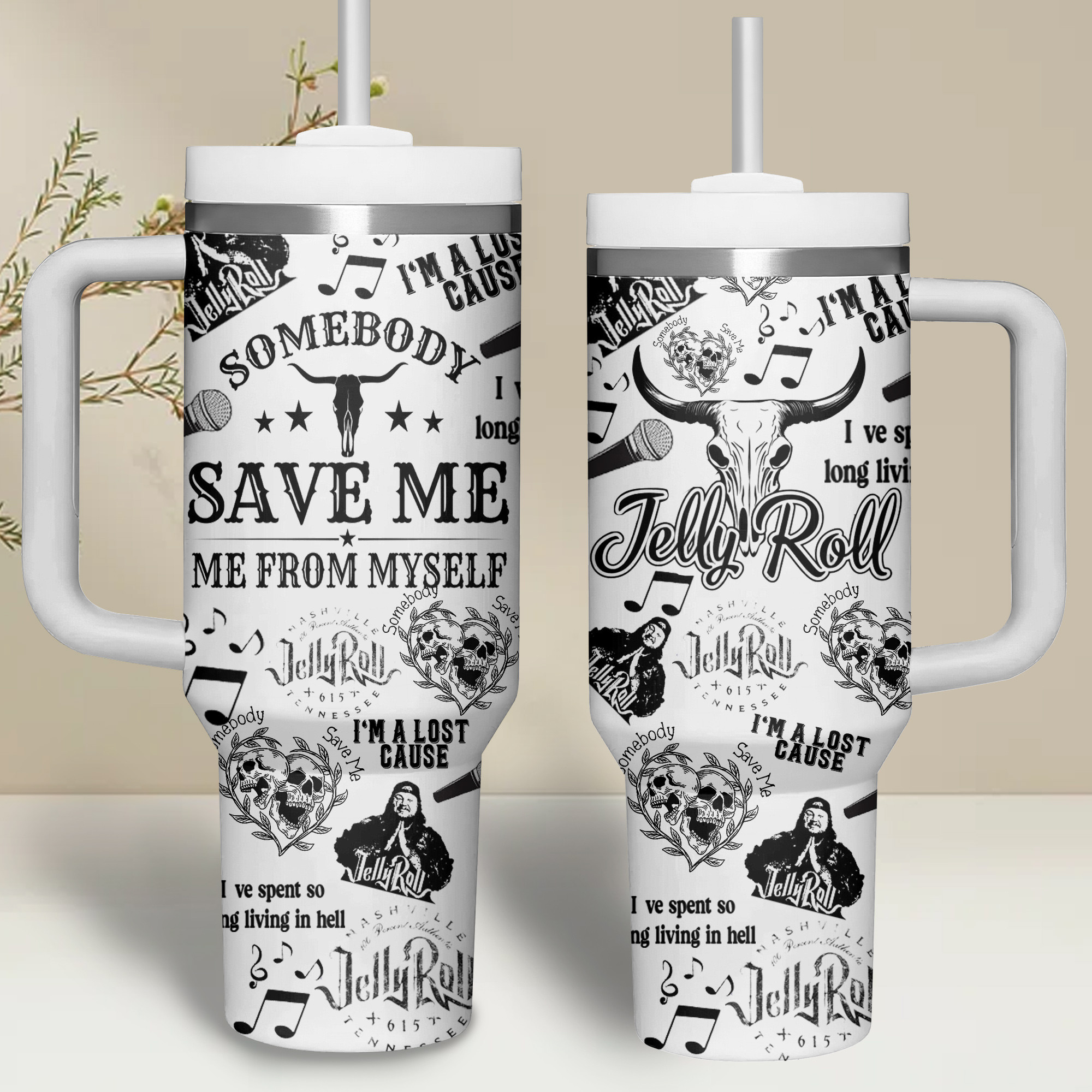 Jelly Roll Music Custom Stanley Cup 40 oz 30 oz Tumbler With Handle
