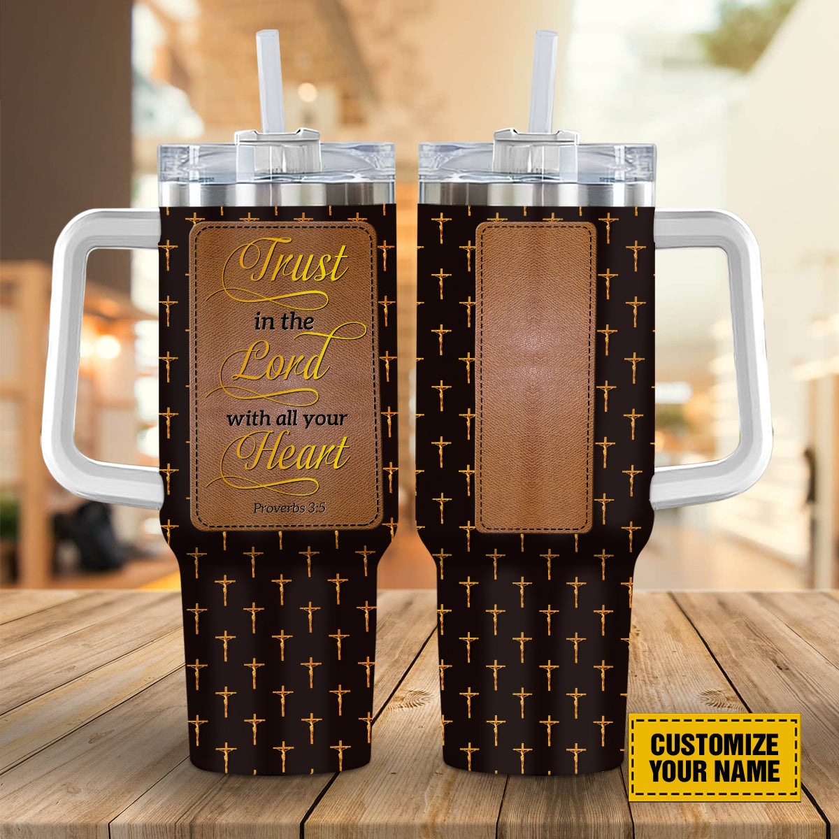 Jesus Cross Pattern Custom Stanley Cup 40 oz 30 oz Tumbler With Handle