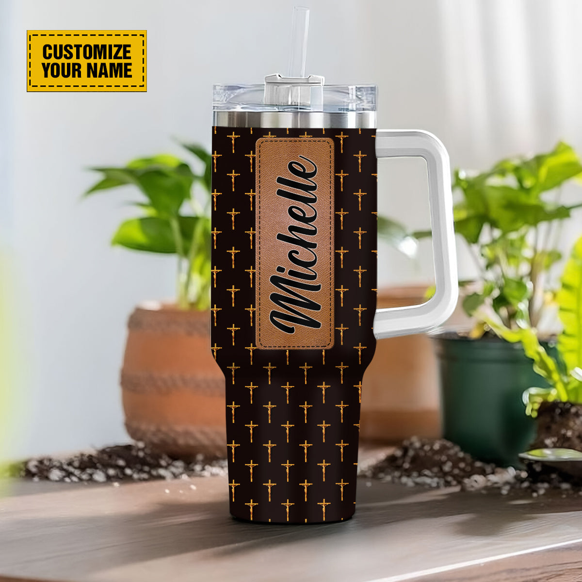 Jesus Cross Pattern Custom Stanley Cup 40 oz 30 oz Tumbler With Handle
