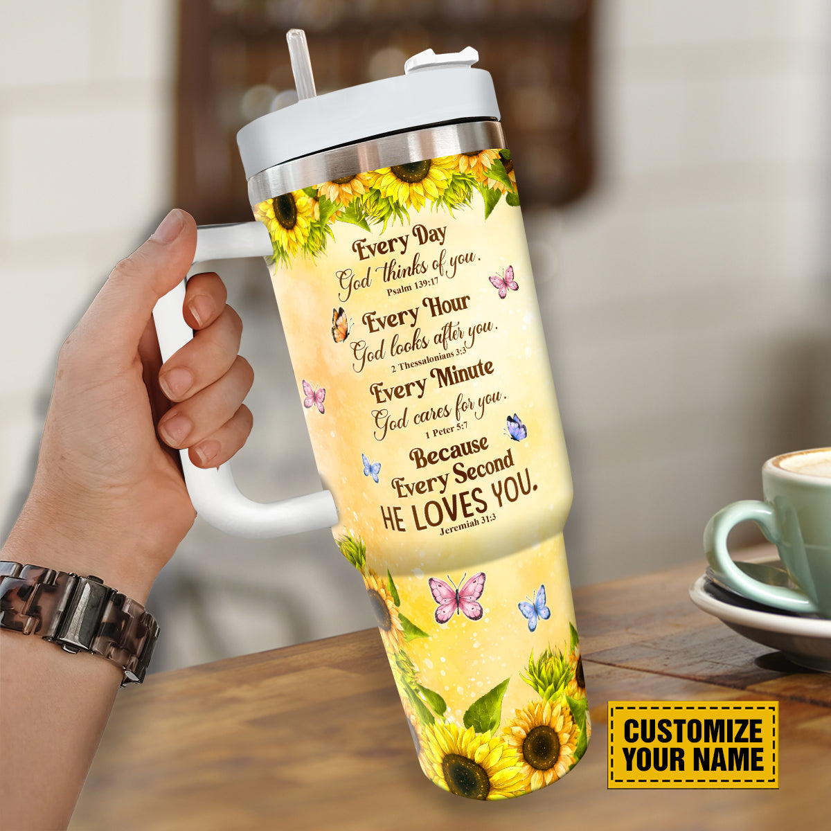 Jesus Cross Sunflower Custom Stanley Cup 40 oz 30 oz Tumbler With Handle