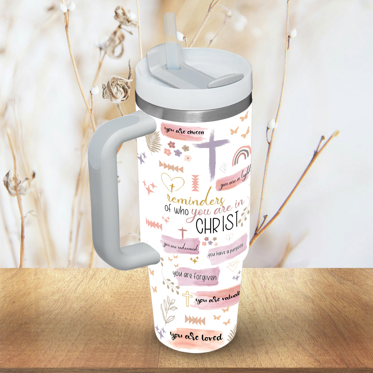 Jesus God Affirmation Custom Stanley Cup 40 oz 30 oz Tumbler With Handle