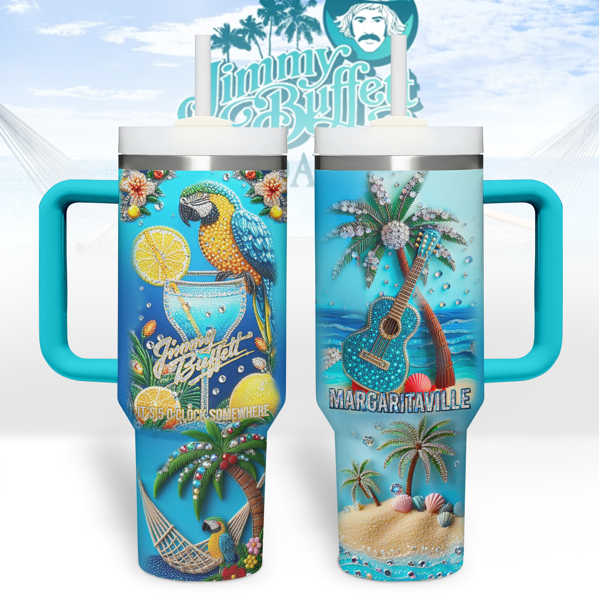 Jimmy Buffett Music Custom Stanley Cup 40 oz 30 oz Tumbler With Handle