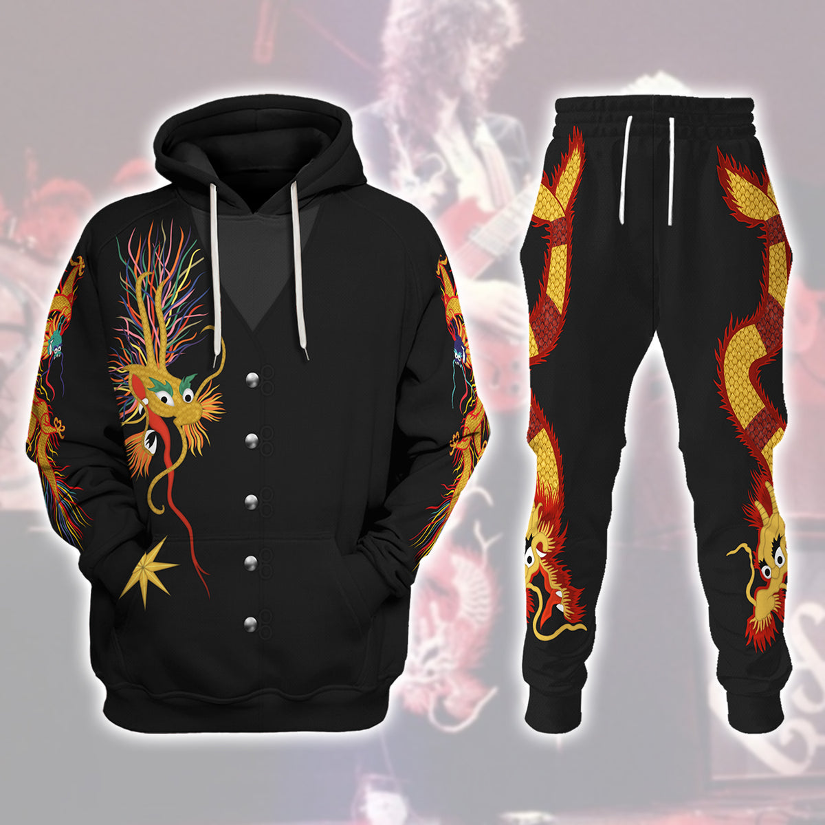 Jimmy Page Dragon Suit Costume Hoodie Sweatshirt T-Shirt Sweatpants Tracksuit - Stormmerch Exclusive