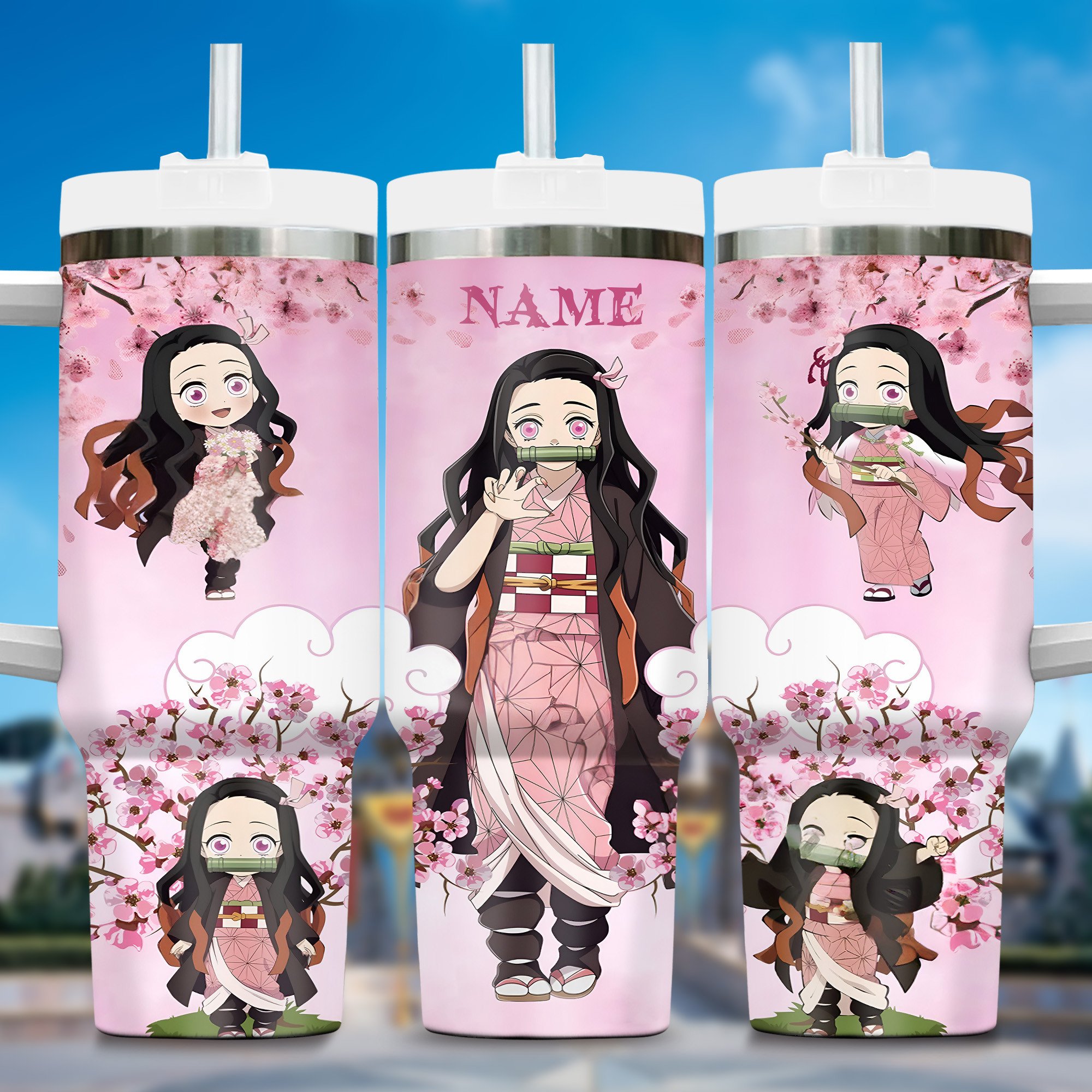 Kamado Nezuko Anime Custom Stanley Cup 40 oz 30 oz Tumbler With Handle