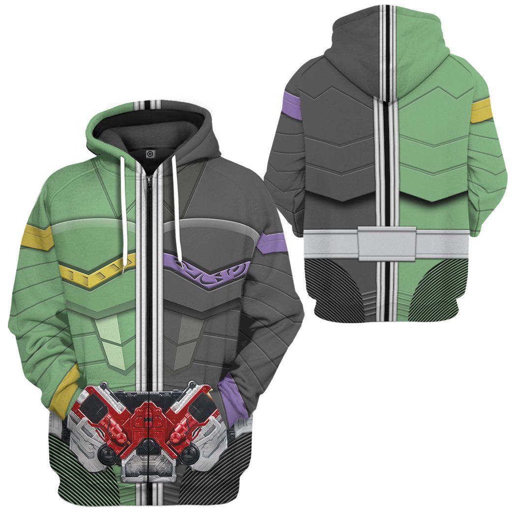 Kamen Rider W Cyclone Joker Form Costume Hoodie Sweatshirt T-Shirt Sweatpants Tracksuit - Stormmerch Exclusive