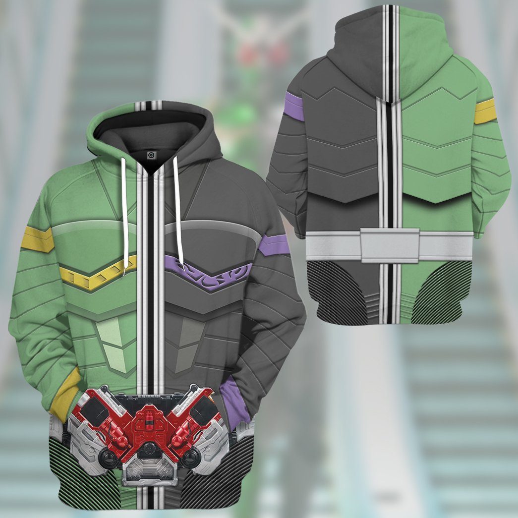 Kamen Rider W Cyclone Joker Form Costume Hoodie Sweatshirt T-Shirt Sweatpants Tracksuit - Stormmerch Exclusive