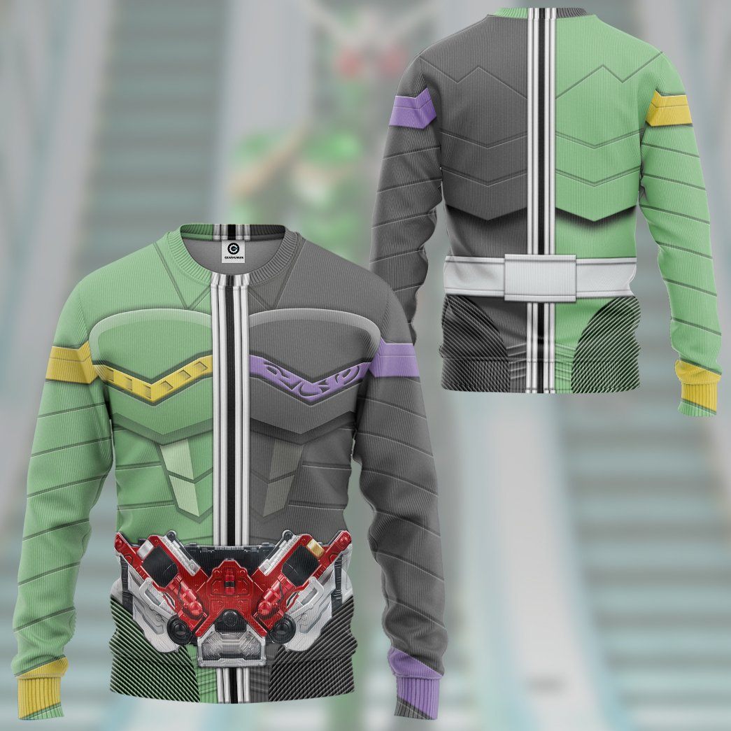 Kamen Rider W Cyclone Joker Form Costume Hoodie Sweatshirt T-Shirt Sweatpants Tracksuit - Stormmerch Exclusive