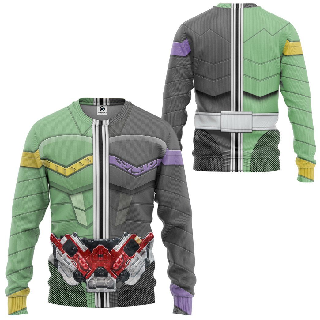 Kamen Rider W Cyclone Joker Form Costume Hoodie Sweatshirt T-Shirt Sweatpants Tracksuit - Stormmerch Exclusive