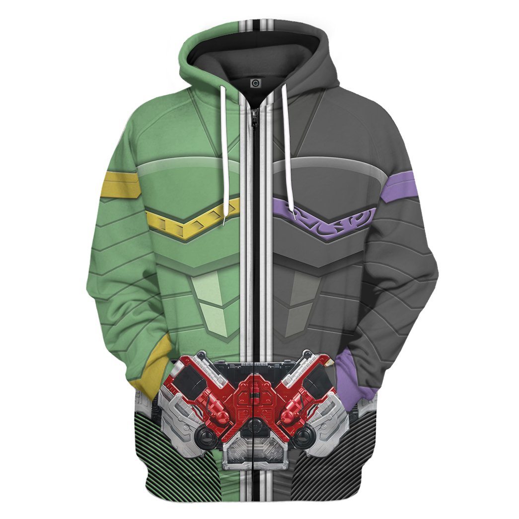 Kamen Rider W Cyclone Joker Form Costume Hoodie Sweatshirt T-Shirt Sweatpants Tracksuit - Stormmerch Exclusive