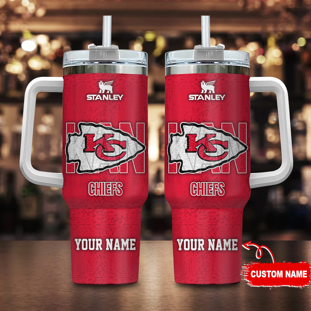 Kansas City Chiefs NFL 3D Logo Custom Stanley Cup 40 oz 30 oz Tumbler With Handle