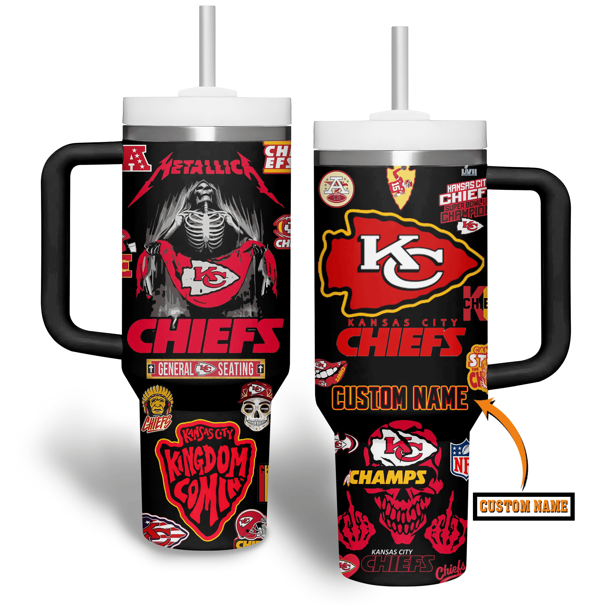Kansas City Chiefs NFL Custom Stanley Cup 40 oz 30 oz Tumbler With Handle