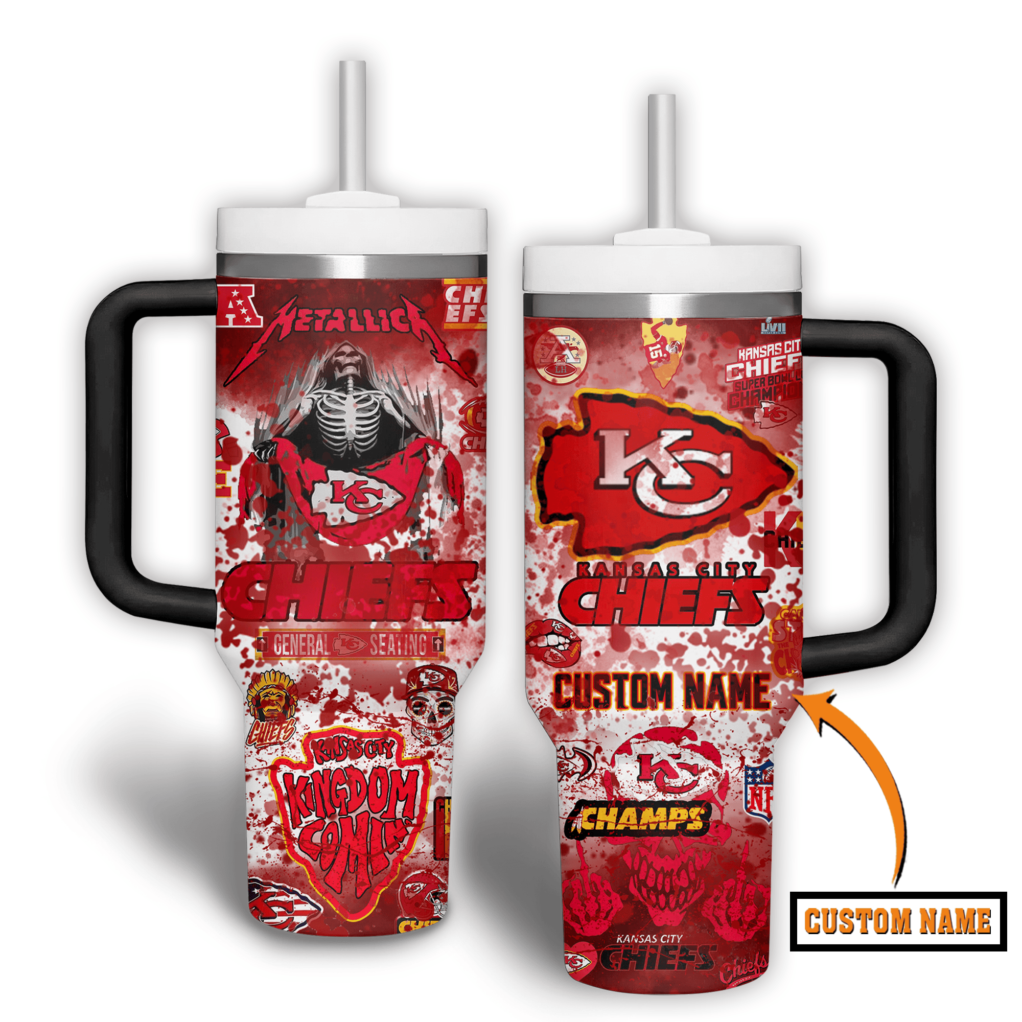 Kansas City Chiefs NFL Custom Stanley Cup 40 oz 30 oz Tumbler With Handle