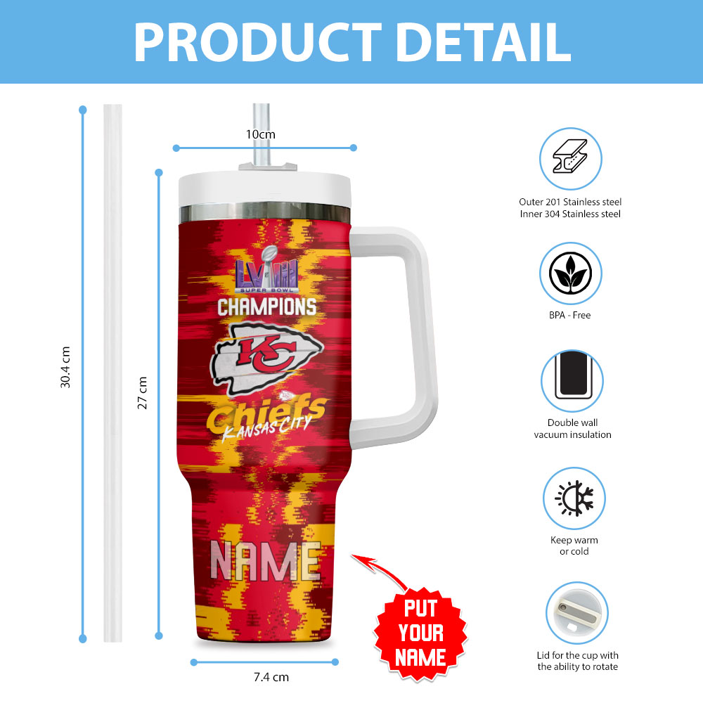 Kansas City Chiefs NFL Custom Stanley Cup 40 oz 30 oz Tumbler With Handle
