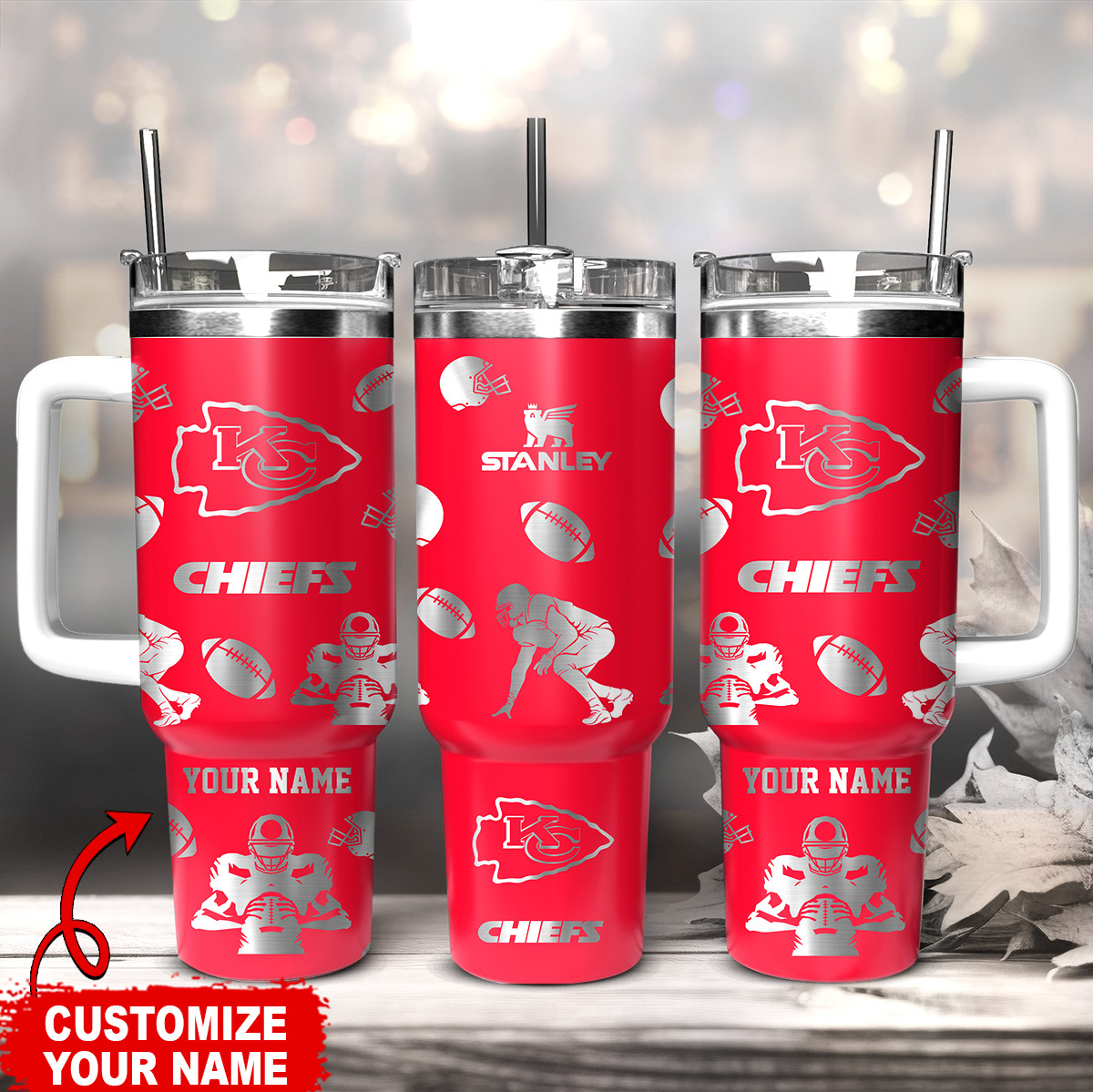 Kansas City Chiefs NFL Custom Stanley Cup 40 oz 30 oz Tumbler With Handle