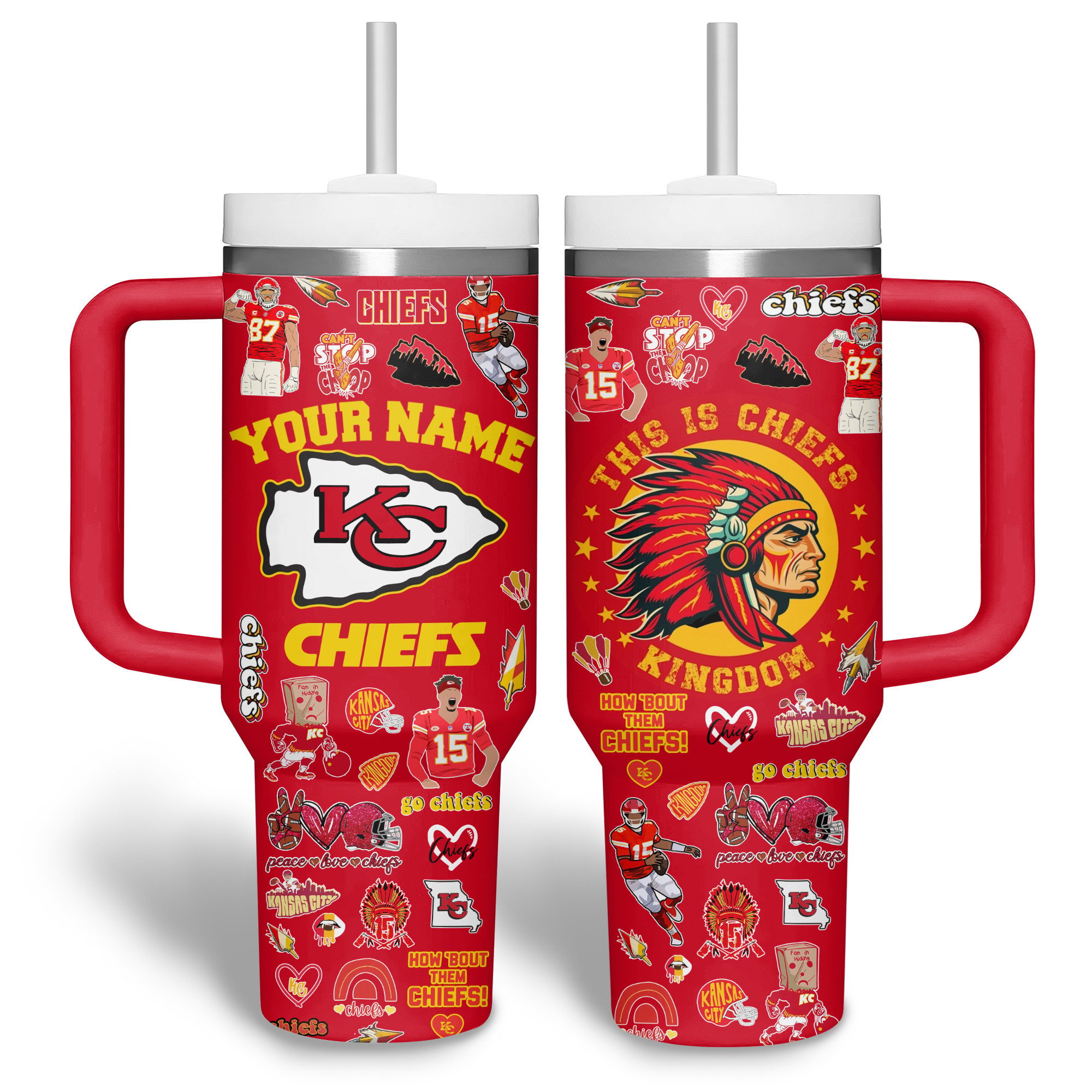 Kansas City Chiefs NFL Custom Stanley Cup 40 oz 30 oz Tumbler With Handle
