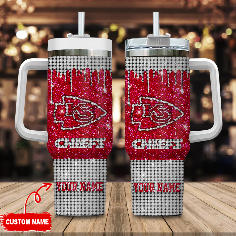 Kansas City Chiefs NFL Glitter Custom Stanley Cup 40 oz 30 oz Tumbler With Handle