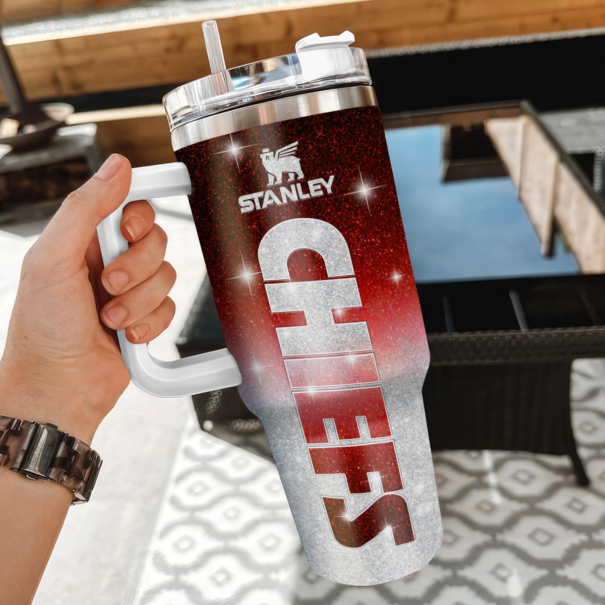 Kansas City Chiefs NFL Glitter Custom Stanley Cup 40 oz 30 oz Tumbler With Handle