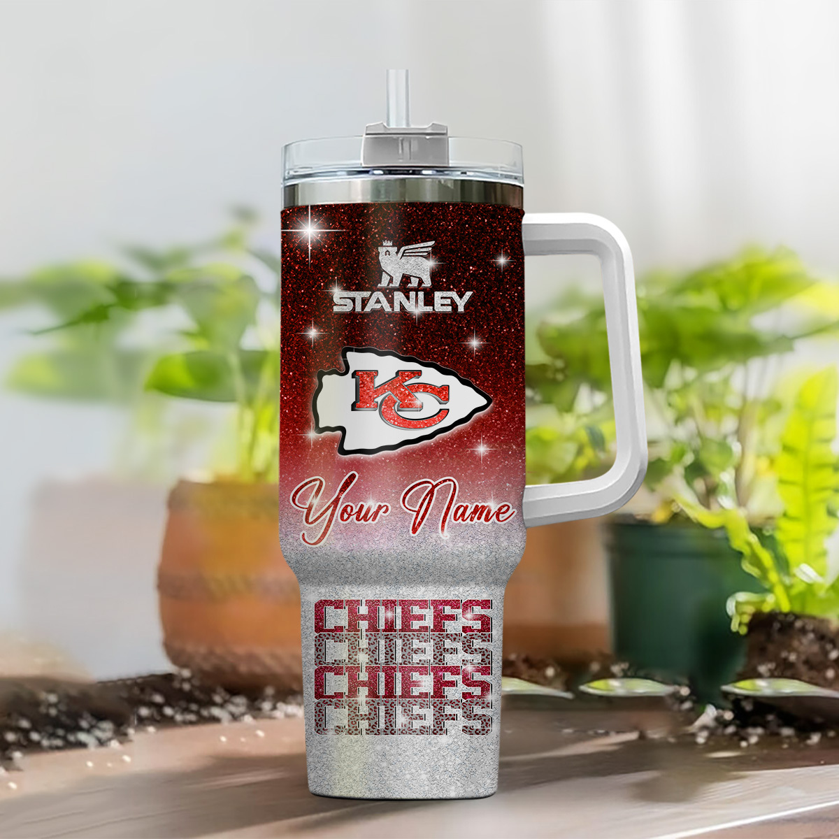 Kansas City Chiefs NFL Glitter Custom Stanley Cup 40 oz 30 oz Tumbler With Handle