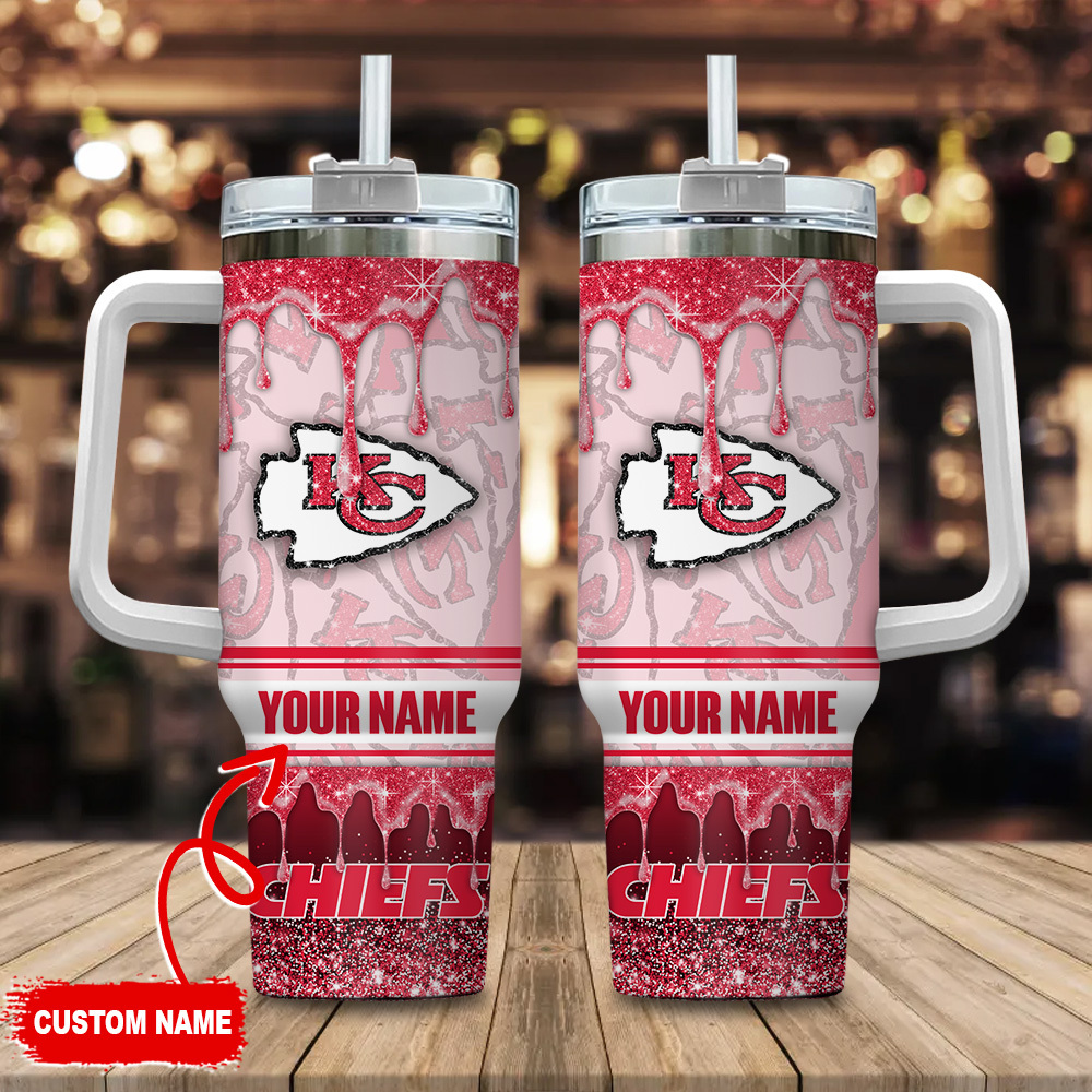 Kansas City Chiefs NFL Glitter Custom Stanley Cup 40 oz 30 oz Tumbler With Handle
