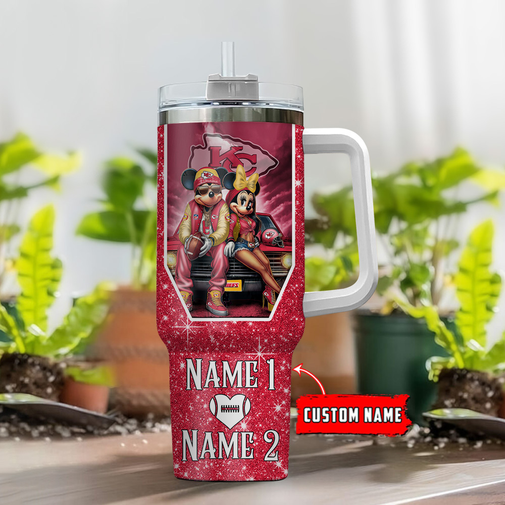 Kansas City Chiefs NFL Mickey And Minnie Couple Custom Stanley Cup 40 oz 30 oz Tumbler With Handle