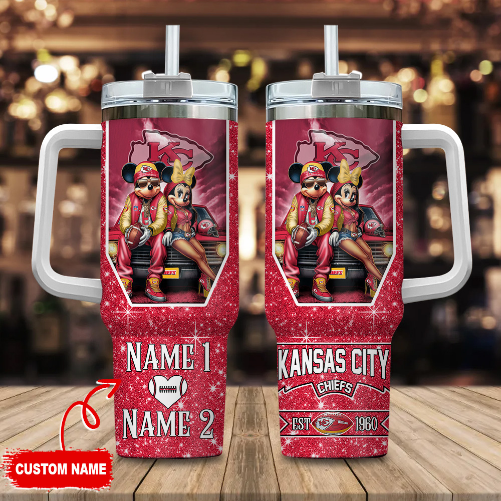 Kansas City Chiefs NFL Mickey And Minnie Couple Custom Stanley Cup 40 oz 30 oz Tumbler With Handle