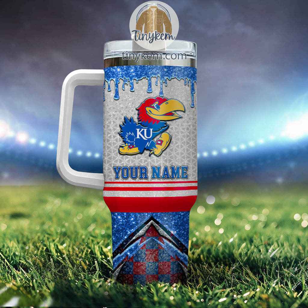 Kansas Jayhawks Glitter NCAA Custom Stanley Cup 40 oz 30 oz Tumbler With Handle