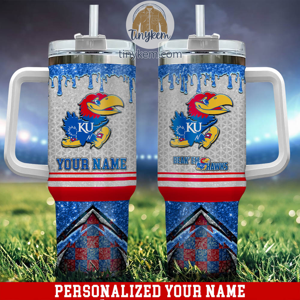 Kansas Jayhawks Glitter NCAA Custom Stanley Cup 40 oz 30 oz Tumbler With Handle