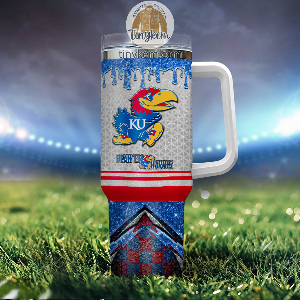 Kansas Jayhawks Glitter NCAA Custom Stanley Cup 40 oz 30 oz Tumbler With Handle
