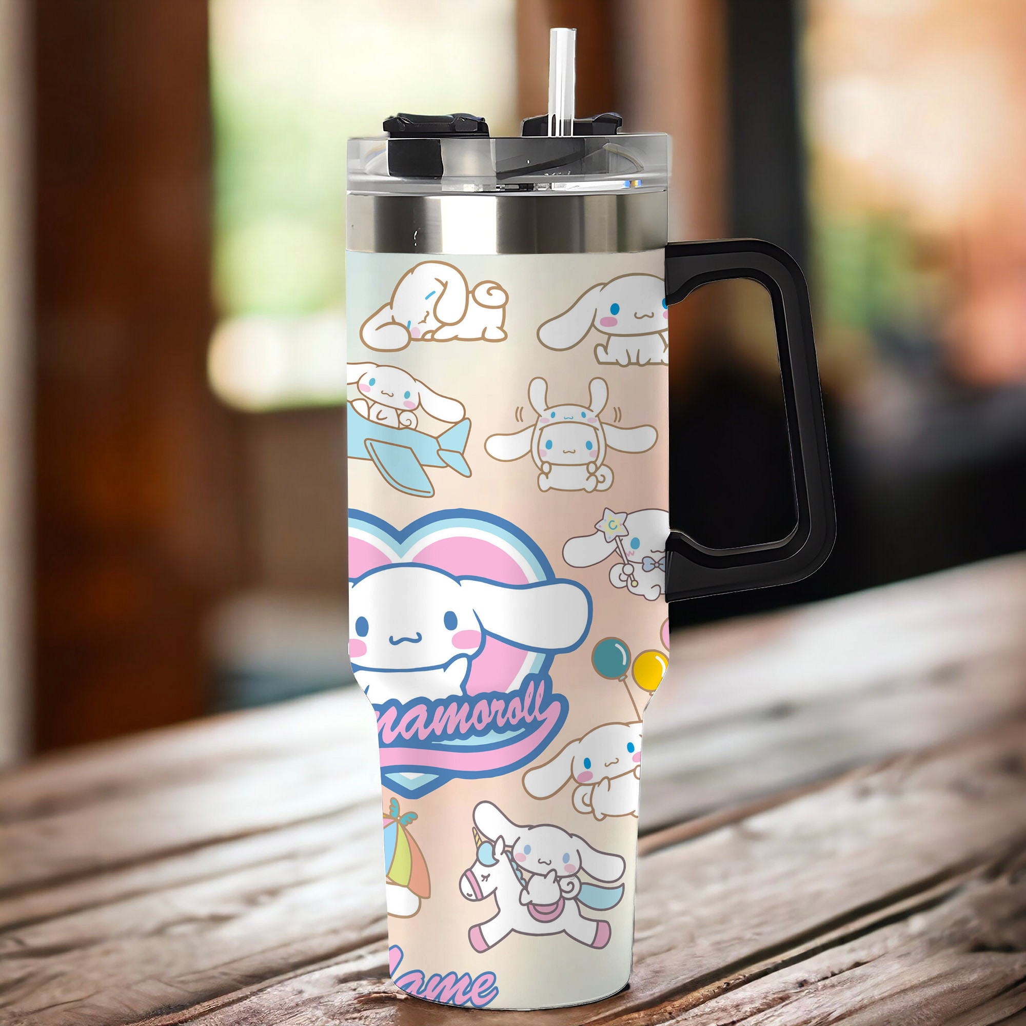 Kawaii Cinna Bunny Cartoon Custom Stanley Cup 40 oz 30 oz Tumbler With Handle