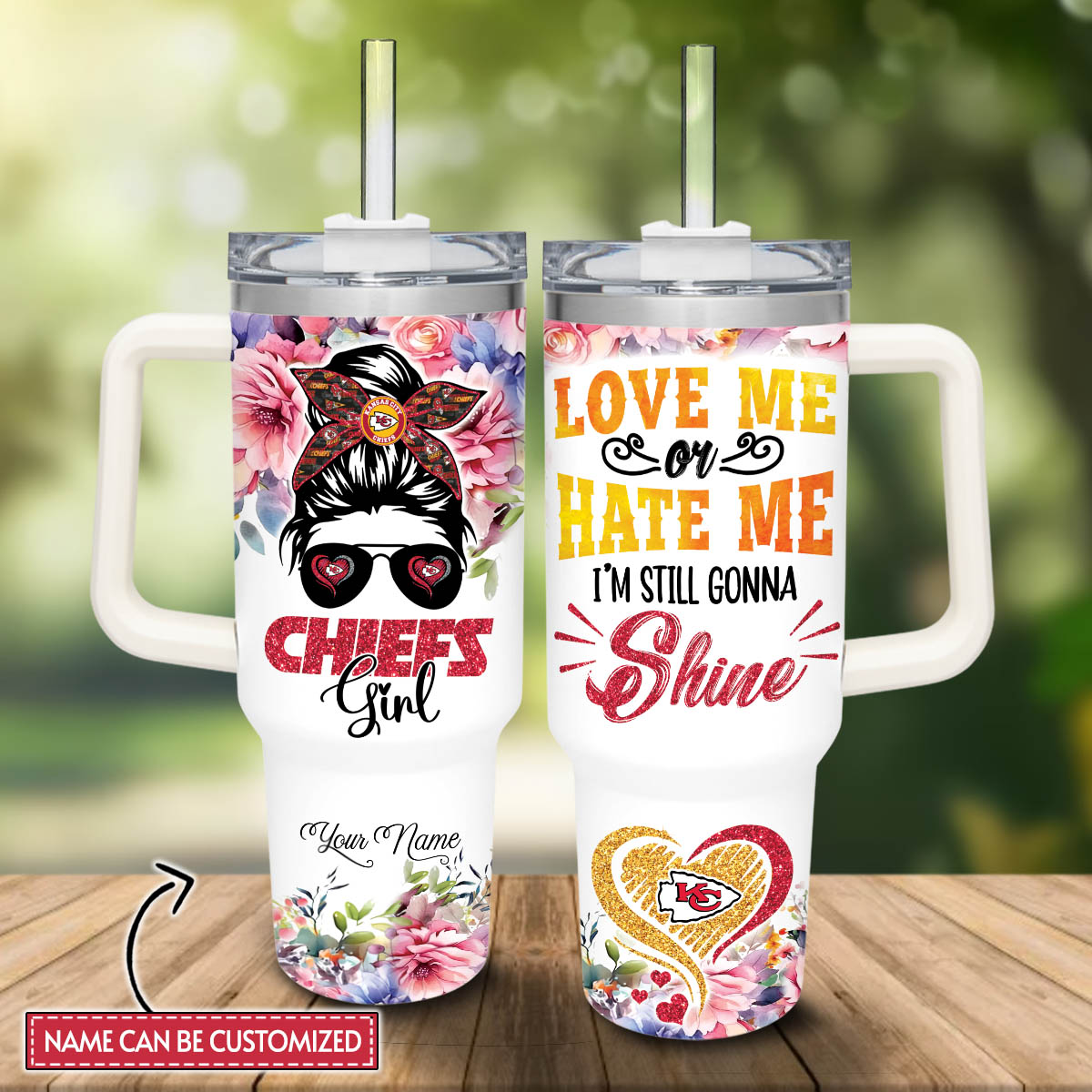 KCC Girl Kansas City Chiefs NFL Custom Stanley Cup 40 oz 30 oz Tumbler With Handle