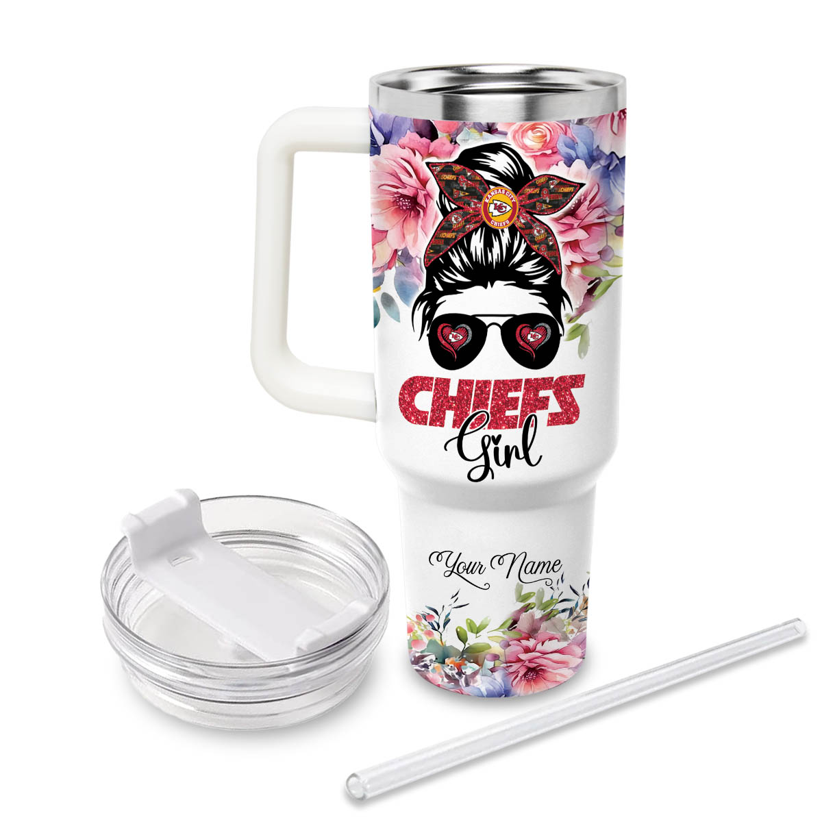 KCC Girl Kansas City Chiefs NFL Custom Stanley Cup 40 oz 30 oz Tumbler With Handle