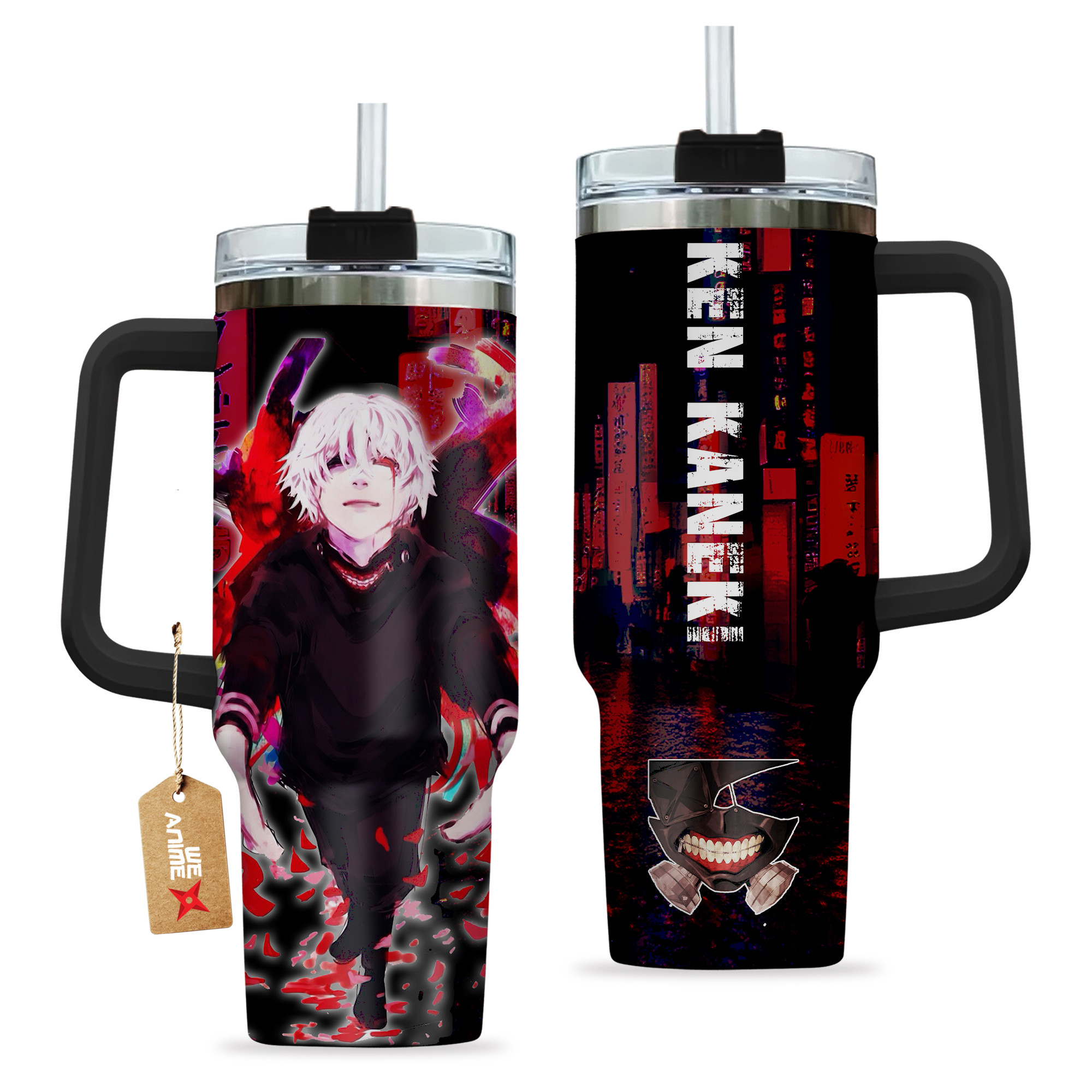 Ken Kaneki Tokyo Ghoul Anime Custom Stanley Cup 40 oz 30 oz Tumbler With Handle