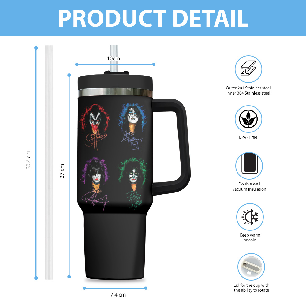 Kiss Band Music Custom Stanley Cup 40 oz 30 oz Tumbler With Handle