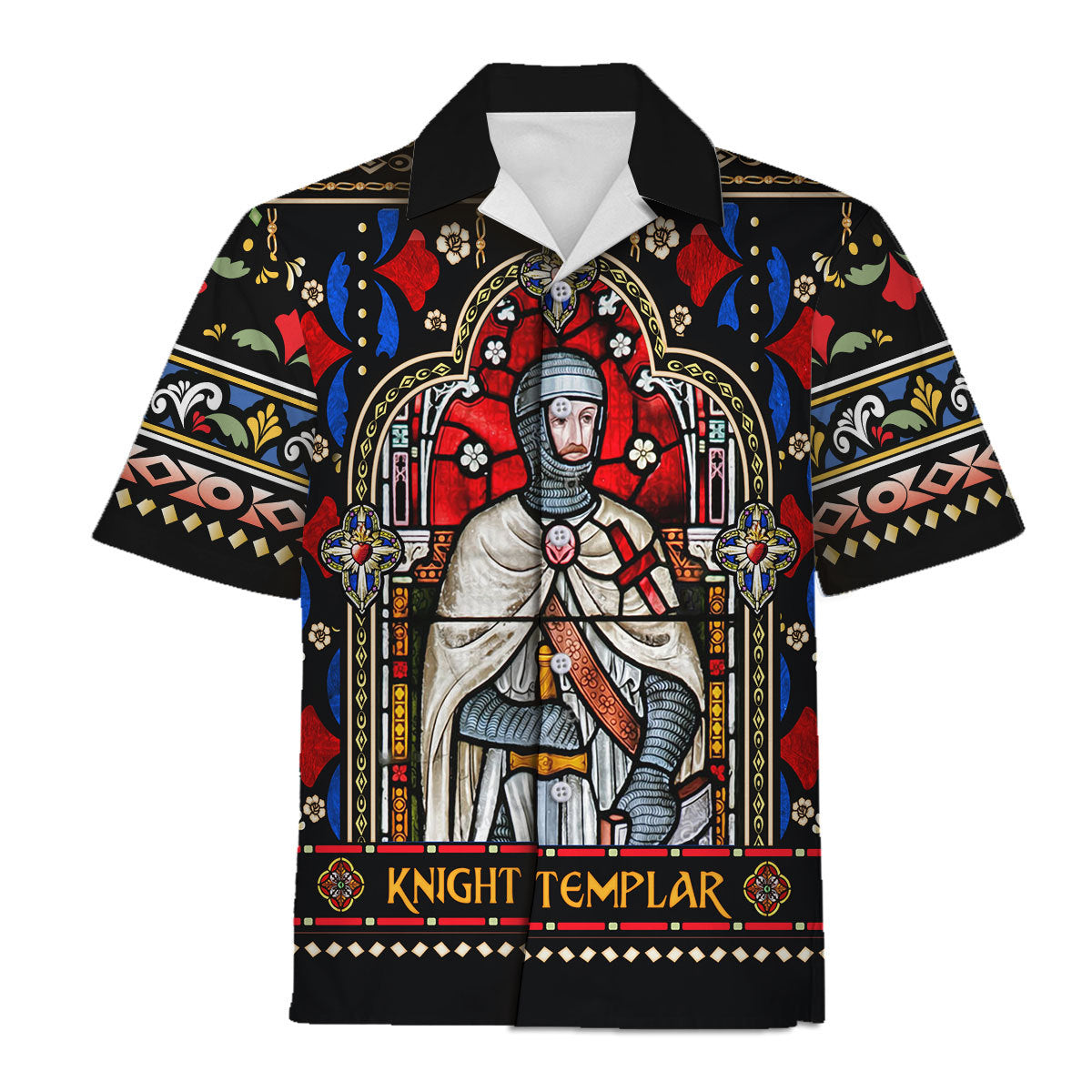 Knight Templar Stained Glass Hawaiian Shirt Polo Shirt - Stormmerch Exclusive