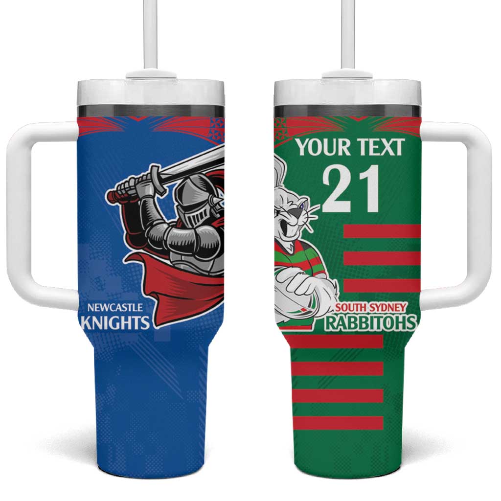 Knights and Rabbitohs Mascot Together Custom Stanley Cup 40 oz 30 oz Tumbler With Handle