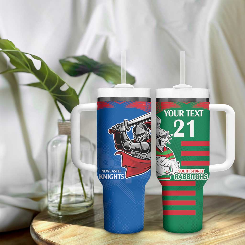 Knights and Rabbitohs Mascot Together Custom Stanley Cup 40 oz 30 oz Tumbler With Handle