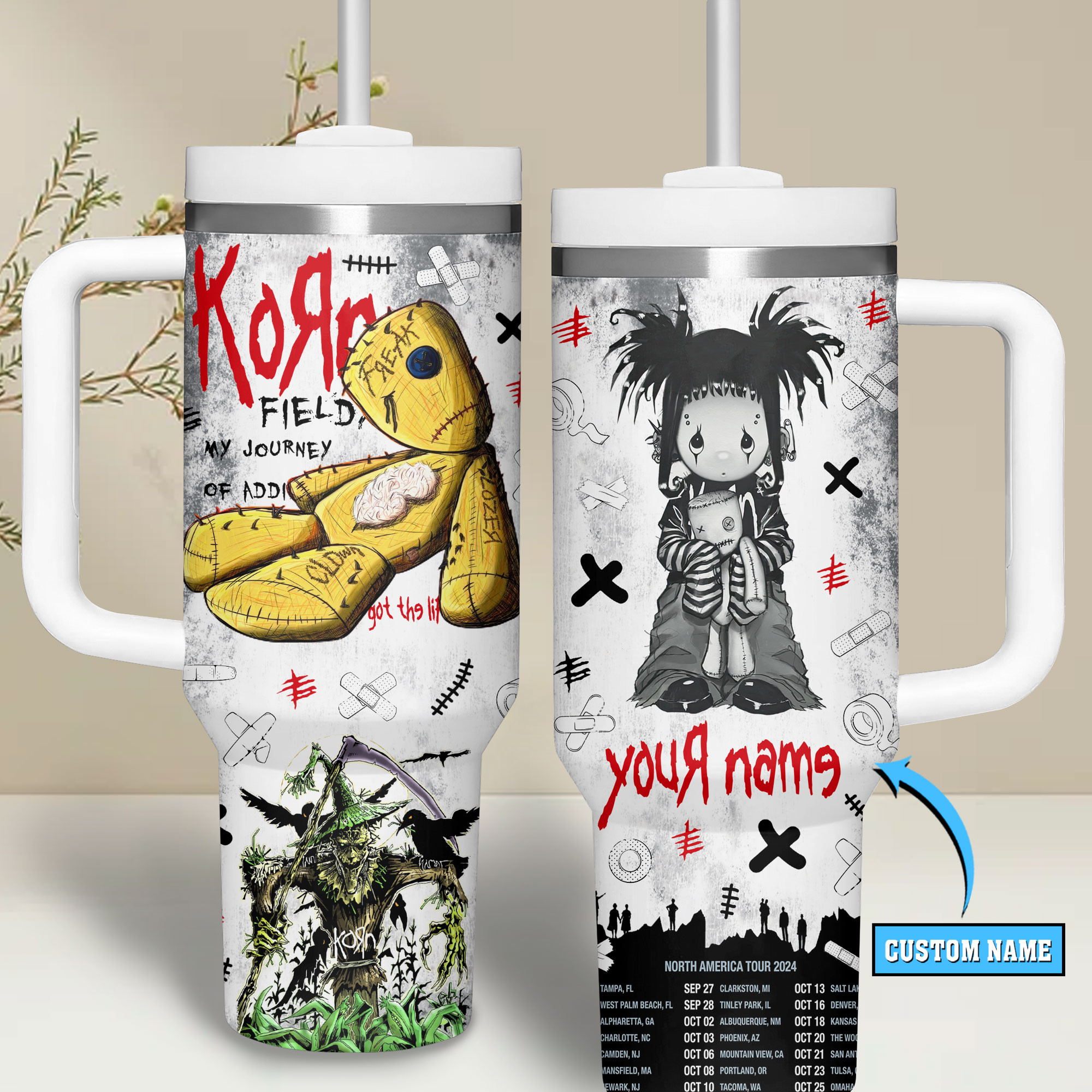 Korn Music Custom Stanley Cup 40 oz 30 oz Tumbler With Handle